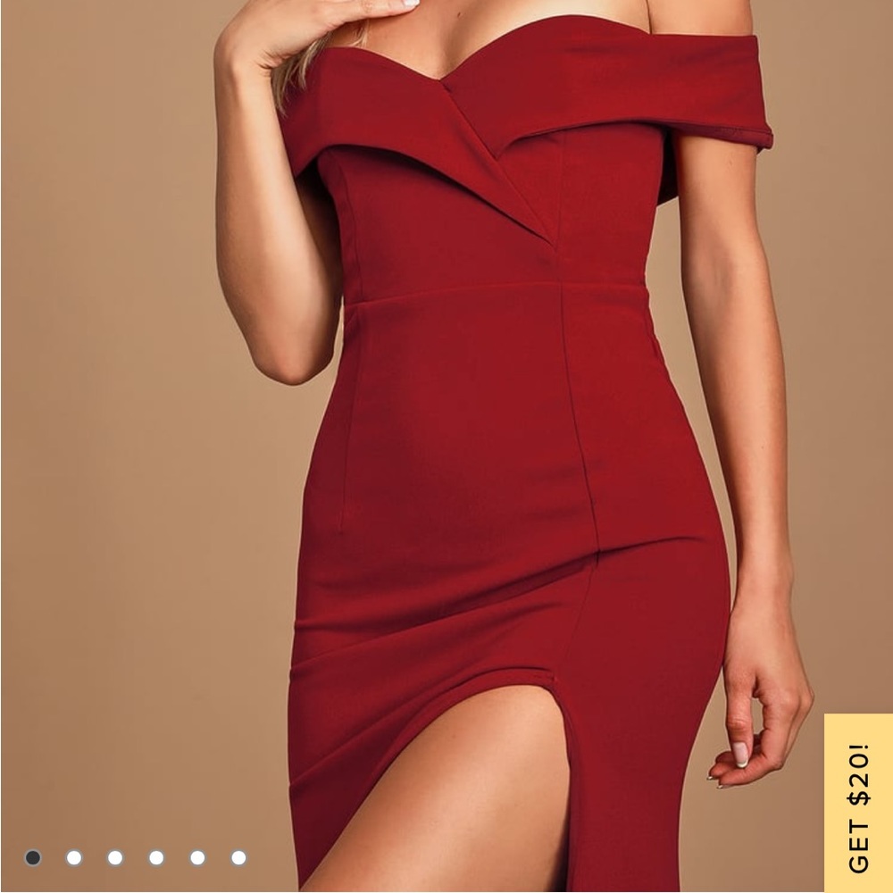 Burgundy off the shoulder criss cross top dress NWT Size Medium from lulus